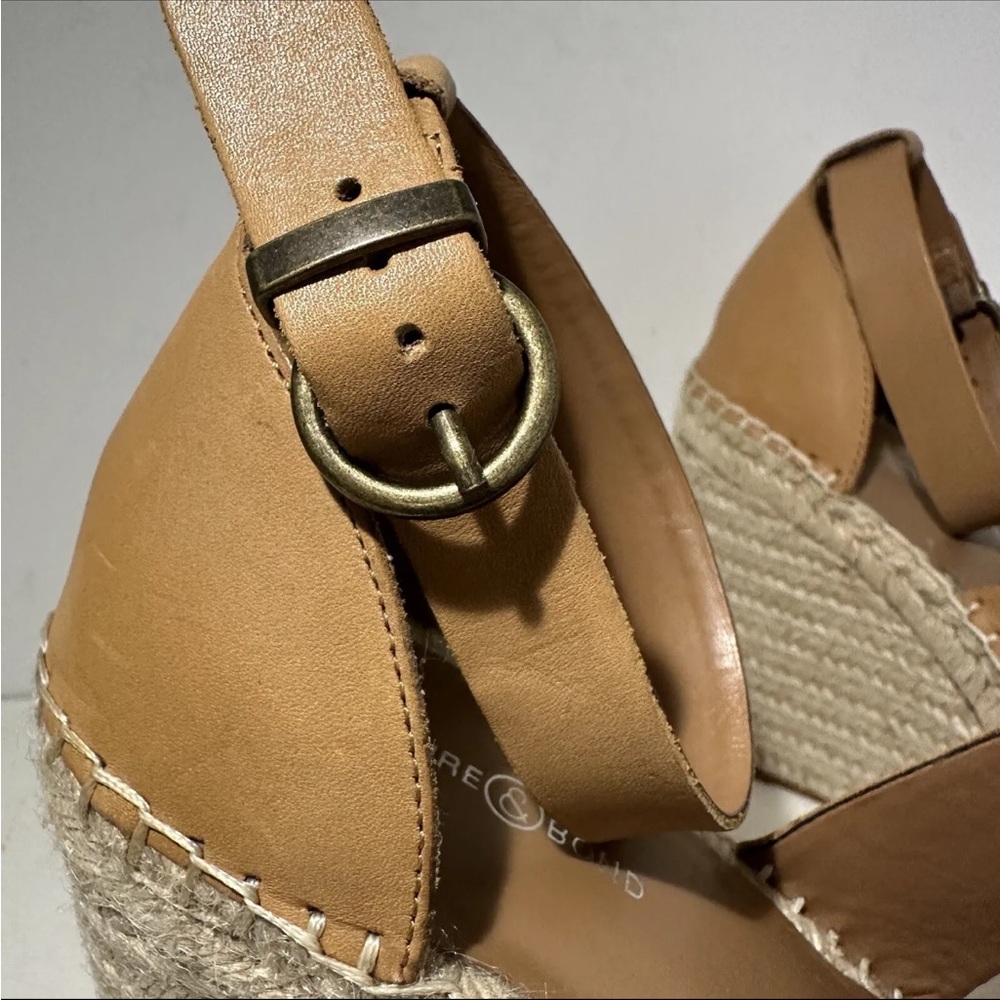 Treasure & Bond Wedge Sandal Size 11 M Tan Ankle Strap High Heel Espadrille Shoe - Picture 9 of 12